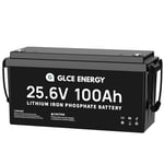 Batterie au Lithium LiFePO4 24V 100Ah, GLCE Energy Batterie au Lithium Rechargeable pour Camping-Car, système Solaire, remorque, Camping-Car, Marine, terrestre, Moteur à la traîne