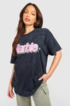 Womens Tall Barbie License Washed Oversized T-Shirt - Grey - M, Grey