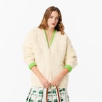 Lacoste Cardigan patchwork collection Broderie Taille M Blanc Écru