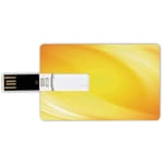 16G USB Flash Drives Credit Card Shape Yellow Decor Memory Stick Bank Card Style Radiate Yellow Light Lines like Sand with Ombre White Digital Reflection,Yellow and White Waterproof Pen Thumb Lovely J