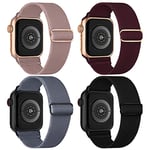 CCnutri 4 Pack Stretchy Nylon Strap Compatible with Apple Watch Straps 42mm(series 3 2 1) 44mm 45mm 46mm 49mm, Adjustable Sport Elastic Bands for iWatch Series 9/8/7/6/5/4/3/2/1/Ultra/Ultra 2/SE