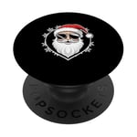 Père Noël Avec Lunettes De Soleil Chapeau noel Et Barbe PopSockets PopGrip Adhésif