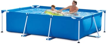 MUANSER Rectangular Large Swimming Pool, Rectangular Paddling Pool with Metal Frame, Summer Water Entertainment, Family, Garden, Outdoor, Summer Party,400 * 220 * 84CM