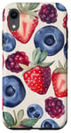 Coque pour iPhone XR Coque Téléphone Motif Fruits – Fraises & Myrtilles