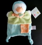 P1. DOUDOU ET COMPAGNIE MARIONNETTE PINGOUIN PLOUF BLEU VERT ORANGE 100% NEUF