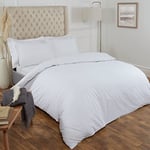 Highams Parure de lit 100% Pur Coton avec Housse de Couette et taie d'oreiller - Blanc - Lit Double