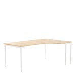 Lanab Group Hörn skrivbord 800x1800x1200x600mm | Höger Stativfärg: Vit - Bordsskiva: Ek