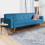 Idmarket - Canapé droit scandinave 3 places convertible lars bleu canard