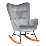 URBAN MEUBLE Fauteuil à Bascule,Rocking Chair, Fauteuil à bascule pour le salon, Style Scandinave, Velours Gris, Chambre à coucher