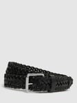 Reiss Carlton Woven Leather Belt, Black