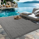 HomebyHome Tapis d'Extérieur Résistant aux Intempéries 300x400 (280 x 370 cm) Noir - Résistant aux UV, Imperméable et Léger - Idéal pour Balcon, Terrasse, Jardin et Cuisine