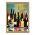 Artery8 Rose White and Red Glass Wine Bottles on Shelf Artwork Framed Wall Art Print 18X24 Inch