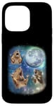 iPhone 14 Pro Max Funny 3 Cabybaras Howling At Moon Cute Cabybaras Case