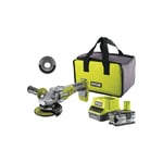 Pack RYOBI - Meuleuse d'angle 18V One+ Brushless - 1 batterie 4,0 Ah - 1 chargeur - R18AG7-140S - Ecrou Easyfix - M14 - RAKEF