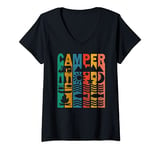 Womens Vintage Camp T shirt Camper Shirt Camping Shirts Family V-Neck T-Shirt