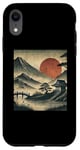 Coque pour iPhone XR Village japonais vintage jardin vue montagne paysage soleil