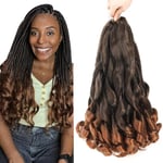 7 Packs French Curl Braiding Hair - 18 Inch Curly Braiding Hair 1B/30 French Curls Braiding Hair Extensions for Black Women (18 Inch(7Packs), 1B/30)