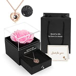 ADAZ Rose Eternelle avec Bijoux, Fleur Eternelle Coffret Rose Éternelle avec I Love You Collier, Idee Cadeau Femme, Cadeaux pour Femme pour Anniversaires, Noel, Saint Valentin, Fete des Meres