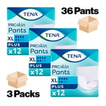 36 Tena Proskin Pants Plus Extra Large - 3 Packs of 12 XL Incontinence Pants