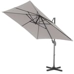 Parasol flottant inclinable - ACAZA - 250x250 cm - Toile carrée - Parasol déporté solide - Gris clair