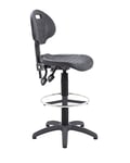 Office Hippo Laboratory Desk Chair, Robust Office Chair For Contract Use, Adjustable Seat & Back, Versatile & Lightweight Easy-Clean Chair, High Rise Static Draughtsman - Black