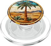 Lush Palm Tree in Serene Desert Landscape PopSockets PopGrip for MagSafe