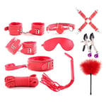 Adult Sexy BDSM Bondage  Kit Hand Cuffs Foot Cuff Whip Rope Sex SM Toys 7PCS