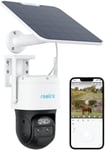 Ptz Camera 4G Solaire, Suivi Auto & Zoom 6X, Deux Objectif, Projecteurs, Pour Surveillance Exterieure Sans Fil 4G, Audio Bidirectionnel, 2K/4Mp Exterieur, Trackmix Lte+Panneau Solaire