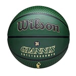 Wilson Ballon de Basket, NBA Player Icon Outdoor, Giannis Antetokounmpo, Milwauke Bucks, Extérieur et Hall de Sport, Taille: 7, Vert/Beige