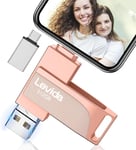 Cle USB pour Phone, Clé USB 512 go,Photo Stick,4 en 1 Clef USB 3.0,USB Stick pour iOS/Smartphone/Pad/PC(Mémoire Mobile,Sauvegarde Automatique et Transfert Photos),Rose Clair