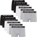 ANTONIO ROSSI (12-Pack) Men's Fitted Boxer Hipsters - Mens Boxers Shorts Multipack with Elastic Waistband - Cotton Rich, Comfortable Mens Underwear, Black, Grey, White, M