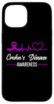 Coque pour iPhone 15 Ruban violet pour sensibilisation à la maladie de Crohn Heartbeat Love