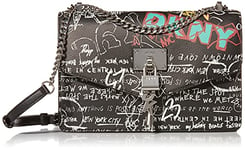 DKNY women's Elissa Lg Shoulder B Bag, Black Graffiti, One Size