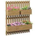 Outsunny Wall-mounted Wooden Garden Planters with Trellis, Drainage Holes and 3 Movable Planter Boxes, Wall Raised Garden Bed for Patio, Carbonised