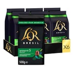 L'OR, 3Kg Café en Grains Sélection Perle du Brésil, 100% Arabica, Intensité 5, 6x500g