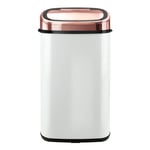 Tower 58L Sensor Bin - White & Rose Gold