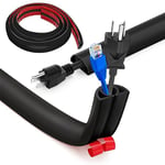 Bocguy Cache Cable Sol, Petit Canal de câble Flexible,1M x 2cm Goulotte Passe Cable Sol Silicone, Cache Fil Électrique Sol Auto-Adhésif Facile à Couper Montage pour Tous Les Câbles (Noir-Arrondi)