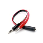 3.5mm Female To Dual Male Headphone Mic Y Splitter AUX Cable New