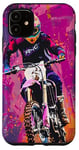 Coque pour iPhone 11 Violet Pop Art Imprimé Animal Drapeau US Dirt Bike Moto