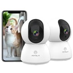 ANTELA Caméra Surveillance WiFi Intérieur 1080P, 2,4GHz/5GHz WiFi, 355°/90°, 2 Voies Audio Vision Nocturne IR Détection de Mouvement Compatible avec Alexa/Google Home (2PCS)