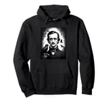 Edgar Allen Poe Surrounded by Flying Ravens Pullover Hoodie