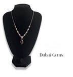 White gold finish red ruby and created diamond pearcut necklace valentines gift