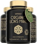 Organic Lions Mane Supplement - 1800mg Lion's Mane Capsules High Strength - Certified Organic by The Soil Association - 30 Capsules - 100% Lion Mane Mushroom Fruiting Bodies Extract - Made in The UK