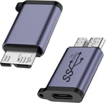 10Gbps Usb C Femelle À Micro B Mâle Donnée Charge Adaptateur Type C À Usb3.0 Micro B Mâle Disque Dur Externe Convertisseur, Pour Ssd Disque Dur Externe Chiffre Appareil Photo Phone, 2Pcs[X4345]