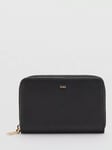 Mango Martes Medium Faux Saffiano Leather Wallet, Black