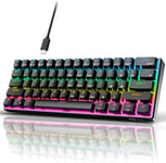 RK61 Mechanical Gaming Keyboard Wired 60% RGB Backlit Hot Swappable Red Switch