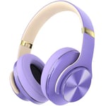 DOQAUS Bluetooth Headphones Over Ear, 90H Playtime, Bluetooth 5.3 Wireless Headphones, 3 EQ Mode, Foldable Hi-Fi Stereo Bass Headphones Wireless, Soft Earpad, Built-in Mic, for Phone PC Travel(Purple)