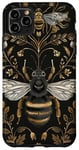 Coque pour iPhone 11 Pro Max Beau motif abeilles et fleurs noires