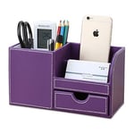 KINGFOM 4 Compartiments Multi-fonctionnels Organisateur de Bureau (Violet)