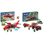 LEGO City L’Avion de Sauvetage des Pompiers, Jouet de Construction avec 3 Minifigurines de Pilote & City Le Camion de Pompiers 4x4 et Le Canot de Sauvetage, Jouet pour Garçons et Filles Dès 5 Ans